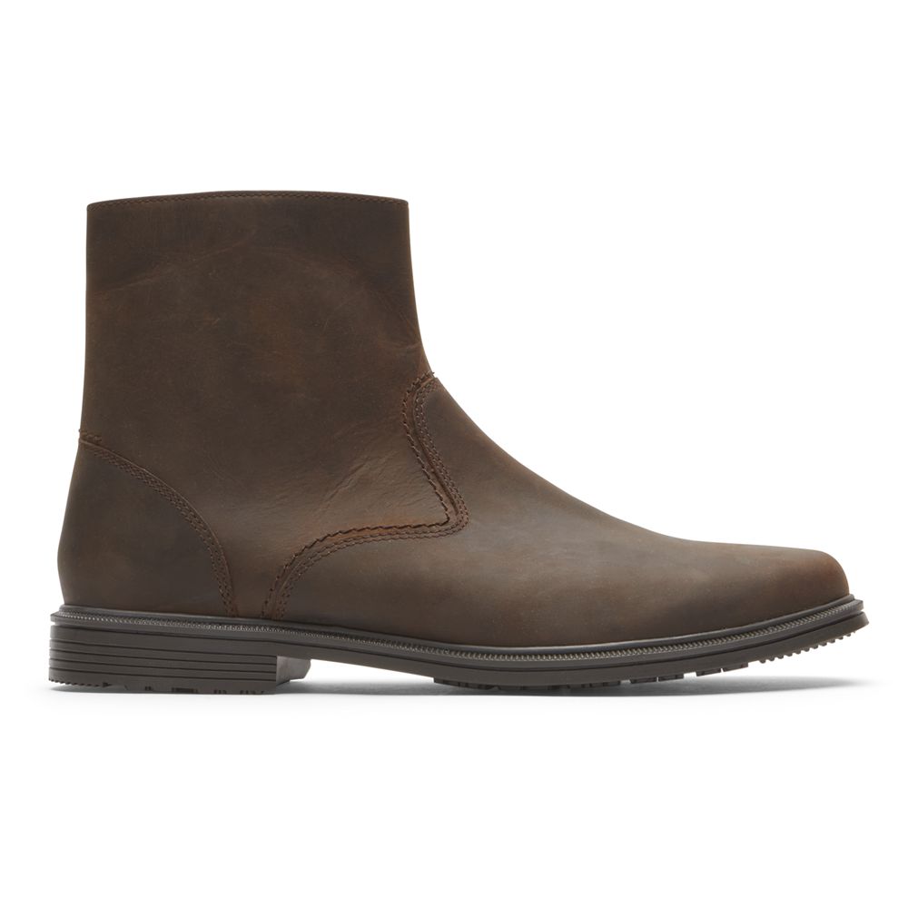 Rockport Taylor Waterproof Zipper - Mens Ankle Boots - Chocolate - NZ (ZSL-618230)